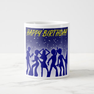 TASSE GÉANTE "HEUREUX ANNIVERSAIRE" DISCO DANSEURS