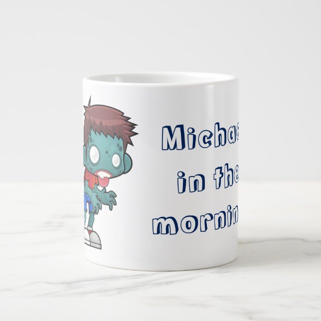 Tasse Géante Homme zombie amusant le matin (Devant)