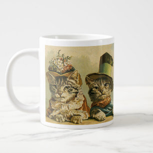 Tasse Géante Humour Vintage, Chat marié et femme victoriens en 