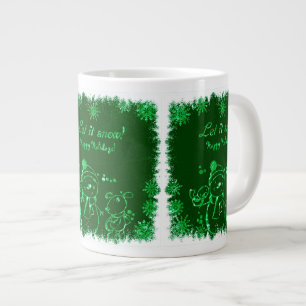 Tasse Géante Illustration De Snowman Noir Et Vert - Laisser Nei