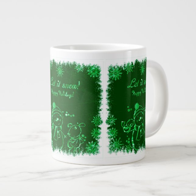 Tasse Géante Illustration De Snowman Noir Et Vert - Laisser Nei (Devant droit)