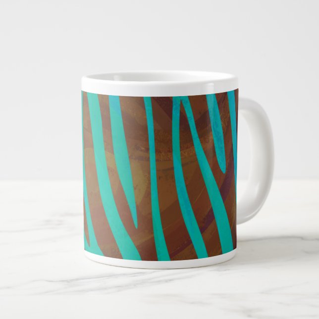 Tasse Géante Impression Brown et Turquoise Zebra (Devant droit)
