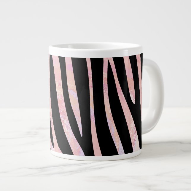 Tasse Géante Impression noire et rose Zebra (Devant droit)