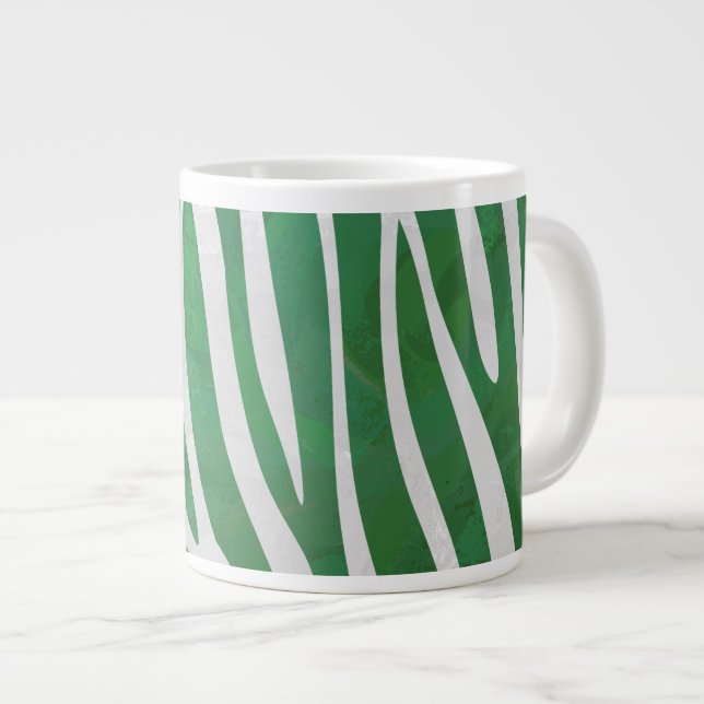 Tasse Géante Impression verte et blanche Zebra (Devant droit)