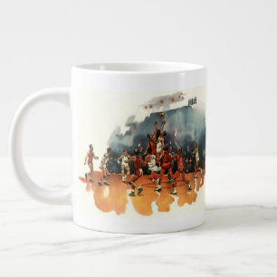 Tasse Géante Jeu de basket-ball sportif vintage, joueurs de bas