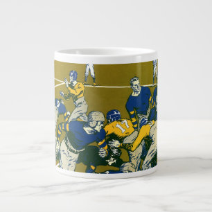 Tasse Géante Jeu de football vintage, équipes or contre bleu