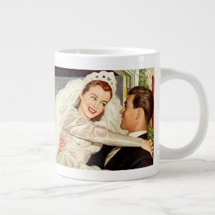 Tasse Géante Jeunes mariés de mariage vintage, heureuse mariée 