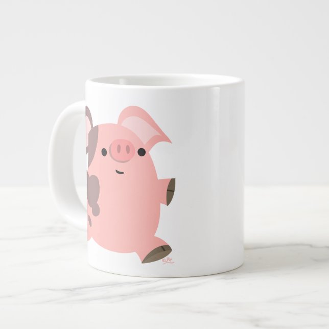 Tasse Géante Joli porc caricaturé sportif (Devant gauche)