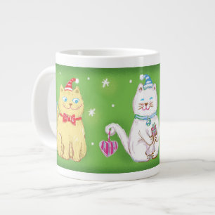 Tasse Géante Jolis chats de dessin animé pour Noël avec des cha