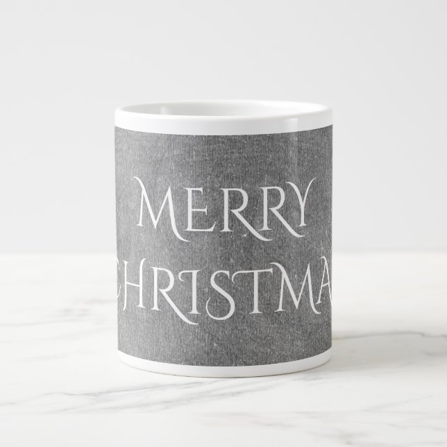 Tasse Géante Joyeux Noël Chalkboard Typographie noir blanc (Devant)