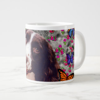 Tasse Géante La Dame aux papillons - Le chien espagnol breton