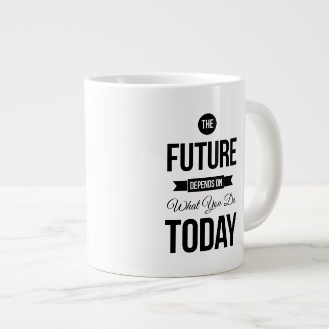 Tasse Géante La future citation inspirante blanche (Devant droit)