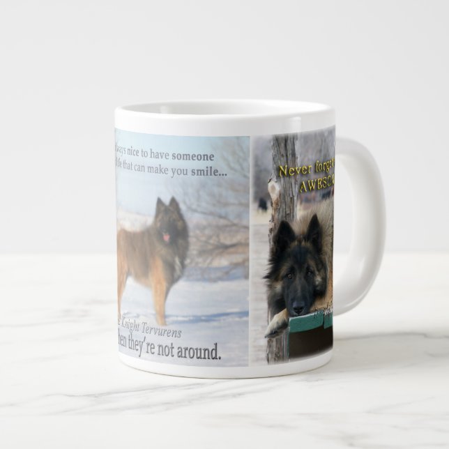 Tasse Géante La mule de Tervuren avec des citations à vie (Devant droit)