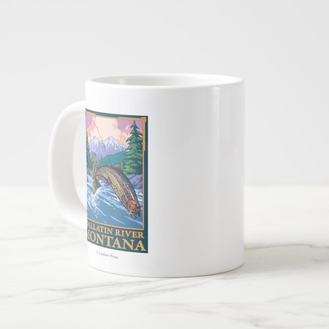 Tasse Géante La pêche à la mouche - Rivière Gallatin, Montana (Devant gauche)