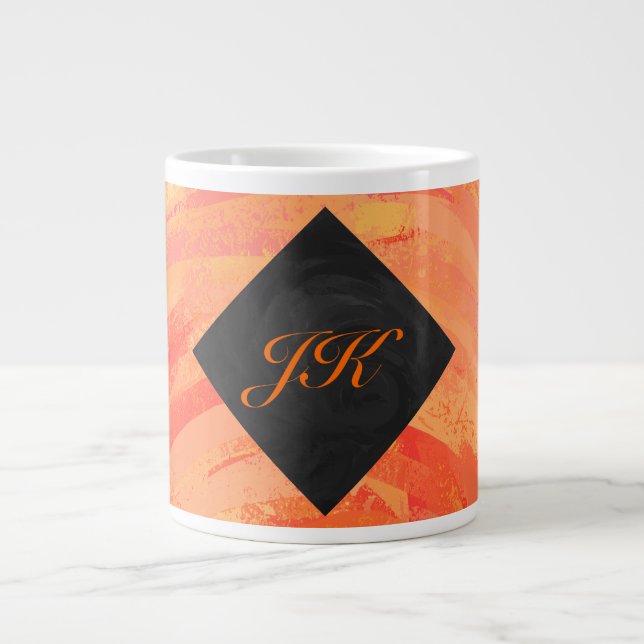 Tasse Géante Lac Fire Orange et Monogramme noir (Devant)