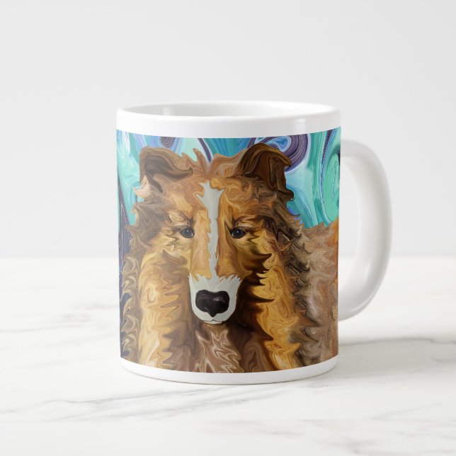Tasse Géante Le Collie curieux du chien psychédélique para (Devant droit)