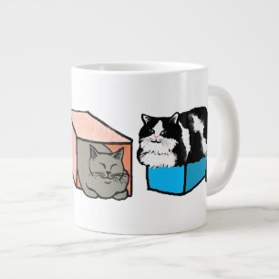 Tasse Géante Les chats dans des boîtes colorées dans une boue