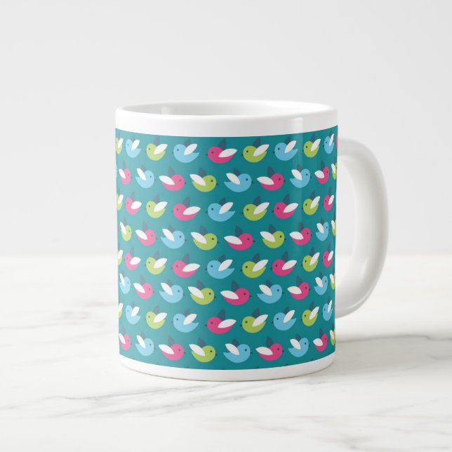 Tasse Géante Les oiseaux modèlent le bleu (Devant droit)