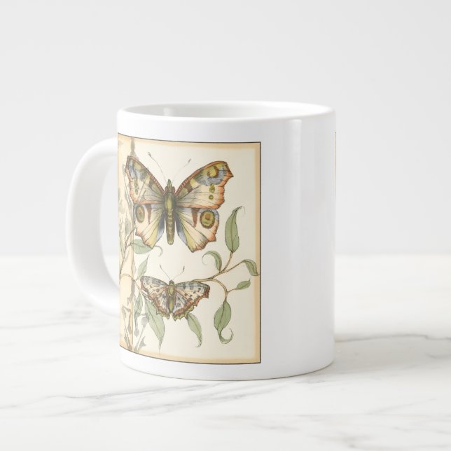 Tasse Géante Les papillons Tandem sur les Feuilles verts (Devant gauche)