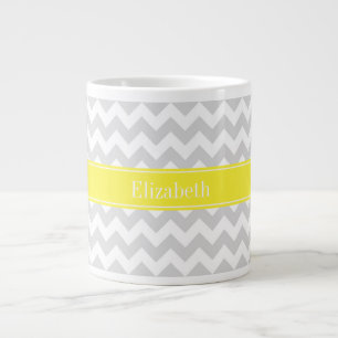 Tasse Géante Lt Gray Wht Chevron Yellow Monogram