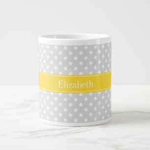 Tasse Géante Lt Grey White Pois Ananas Nom Monogramme