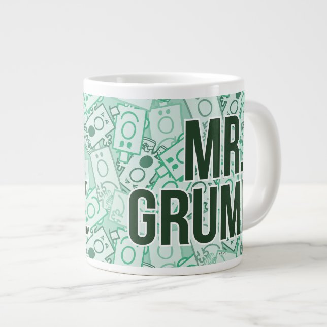 Tasse Géante M. Grumpy | Nom vert et Motif de caractères (Devant droit)