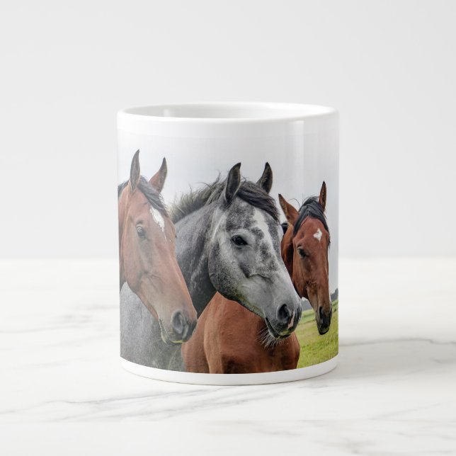 Tasse Géante Magnifique photo d'étalon de chevaux (Devant)