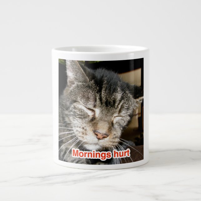 Tasse Géante Matins blessés avec le "capitaine" le FIV+ Chat (Devant)