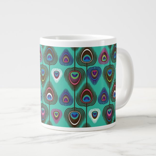 Tasse Géante mignon motif en plumes de paon (Devant droit)