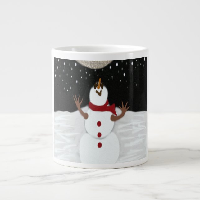 Tasse Géante Mignonne Snowman Jouit De La Peinture Sur La Lune (Devant)