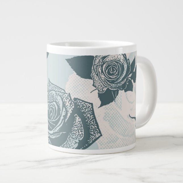 Tasse Géante Modèle floral avec rose (Devant droit)