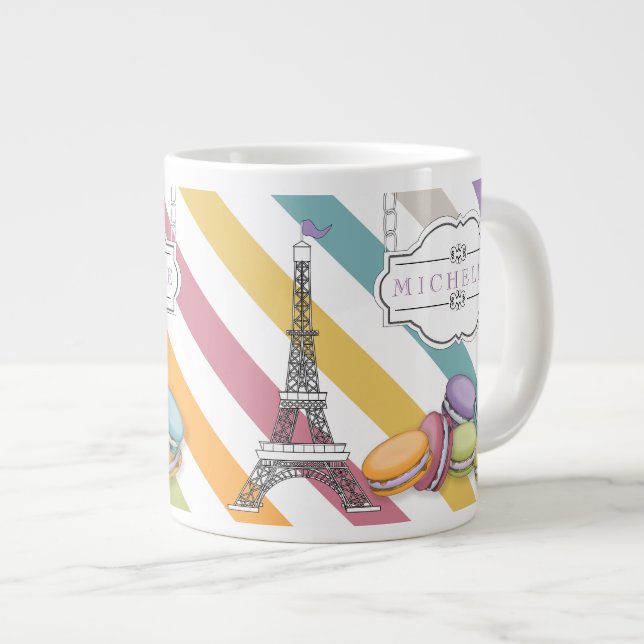 Tasse Géante Monogramme de la tour Eiffel Paris Macaron (Devant droit)