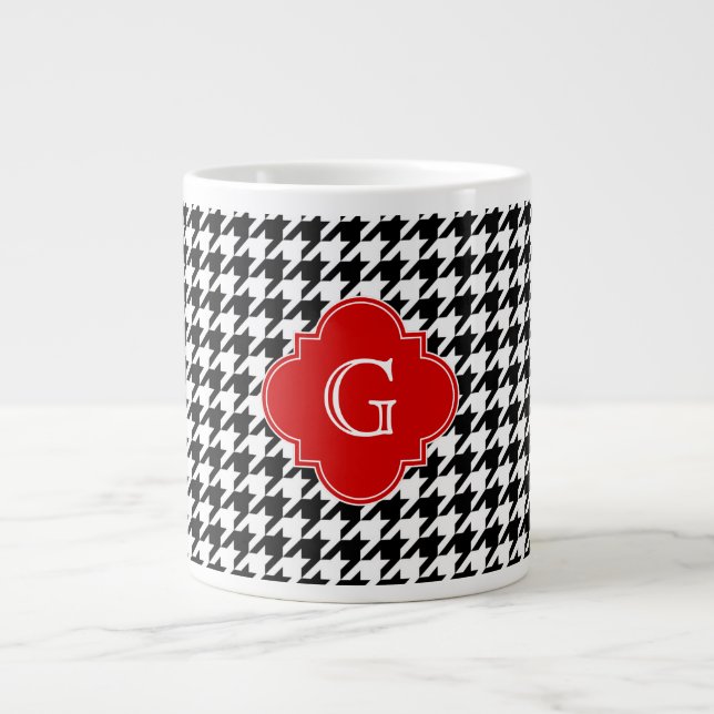 Tasse Géante Monogramme de Quatrefoil rouge blanc noir (Devant)