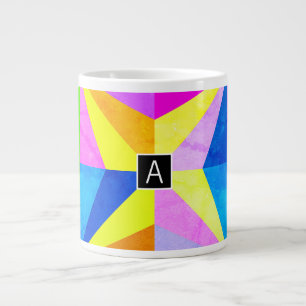 Tasse Géante Monogramme géométrique multicolore moderne coloré