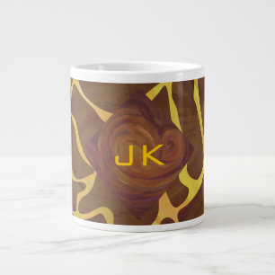 Tasse Géante Monogramme Giraffe Brown, Impression Jaune