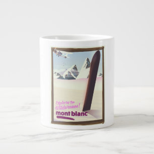 Tasse Géante mont blanc poster de voyage de snowboard.