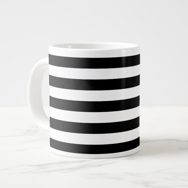 Tasse Géante Motif de bande noir et blanc (Devant gauche)