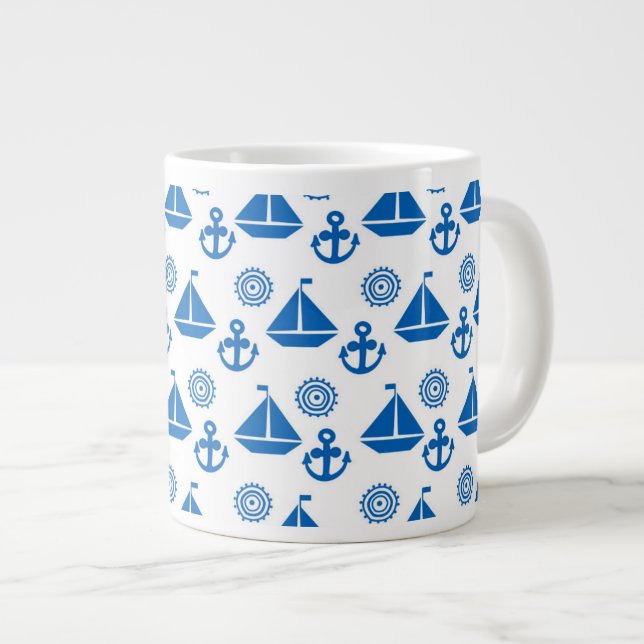 Tasse Géante Motif de bateau à voile de bande dessinée (Devant droit)