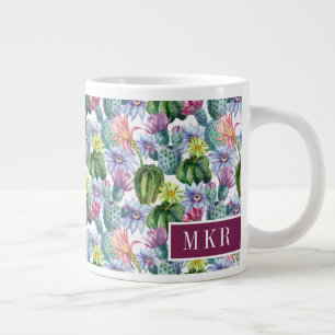 Tasse Géante Motif de cactus à aquarelle peinte à la main