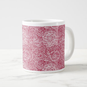 Tasse Géante motif de fleurs en dentelle bleue