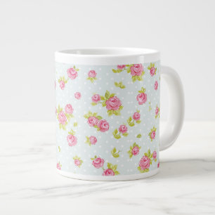 Tasse Géante Motif de papier peint d'élégance des roses roses 4