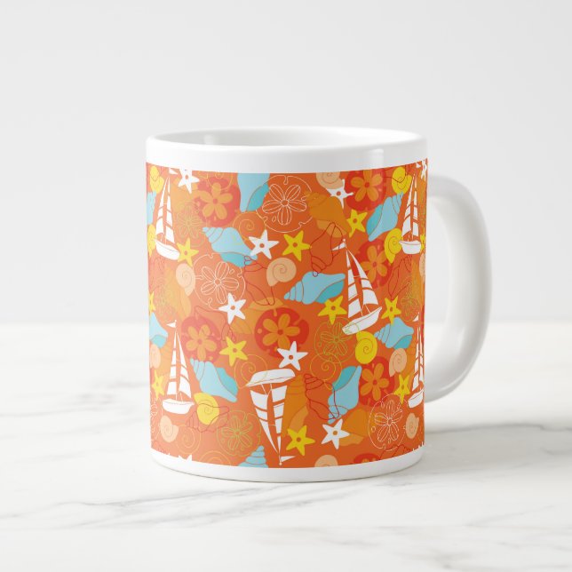 Tasse Géante Motif de voilier tropical (Devant droit)
