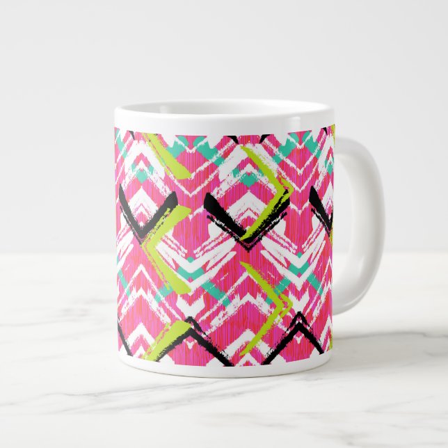 Tasse Géante Motif de zag de Zig rose-main (Devant droit)