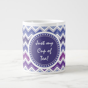 Tasse Géante Motif de zigzag tribal de Chevron dans bleu et