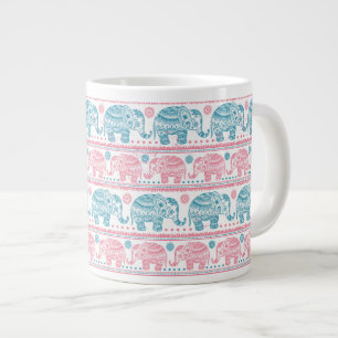 Tasse Géante Motif D'Éléphant D'Origine Rose Et Turquoise