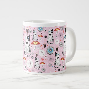 Tasse Géante motif des chats et des fleurs