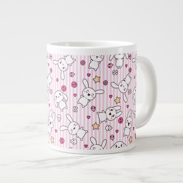 Tasse Géante motif des rayures kawaii (Devant droit)