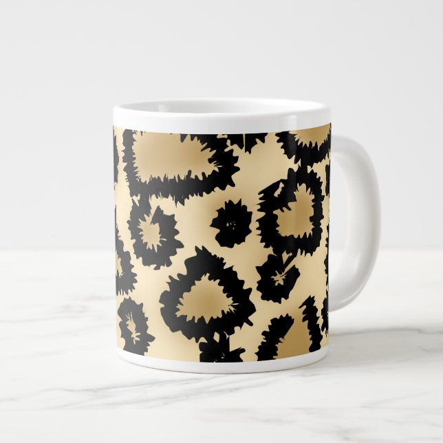 Tasse Géante Motif Empreinte de léopard, Brown et noir. (Devant droit)