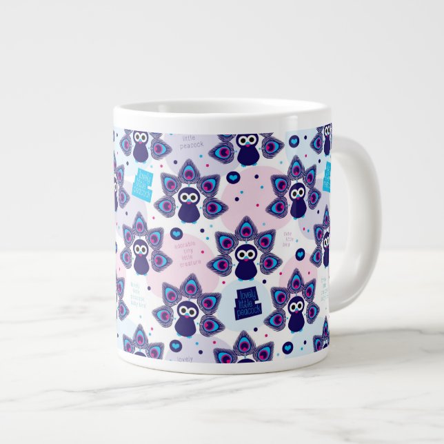 Tasse Géante motif exotique de paon de l'Inde (Devant droit)