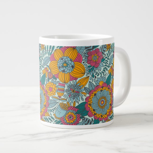 Tasse Géante Motif floral coloré (Devant droit)